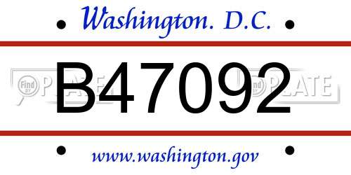B47092 District Of Columbia License Plate