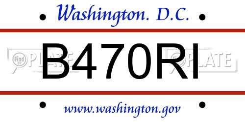 B470RI District Of Columbia License Plate