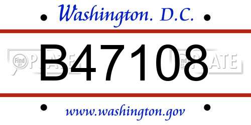 B47108 District Of Columbia License Plate