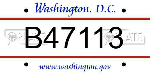 B47113 District Of Columbia License Plate