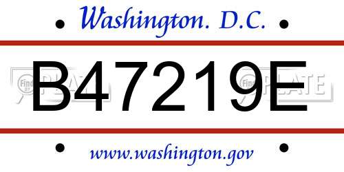 B47219E District Of Columbia License Plate