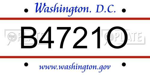 B4721O District Of Columbia License Plate