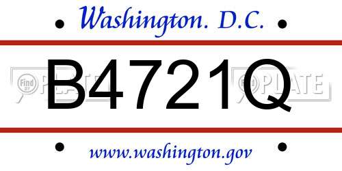 B4721Q District Of Columbia License Plate