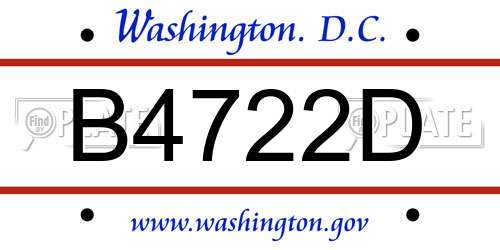 B4722D District Of Columbia License Plate
