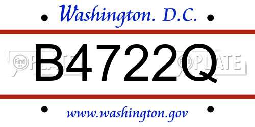B4722Q District Of Columbia License Plate
