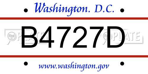 B4727D District Of Columbia License Plate