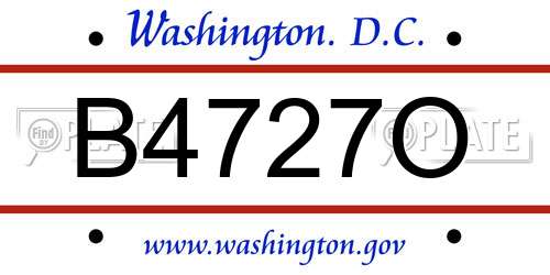 B4727O District Of Columbia License Plate