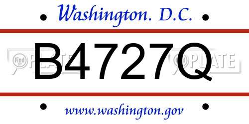 B4727Q District Of Columbia License Plate