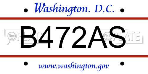 B472AS District Of Columbia License Plate