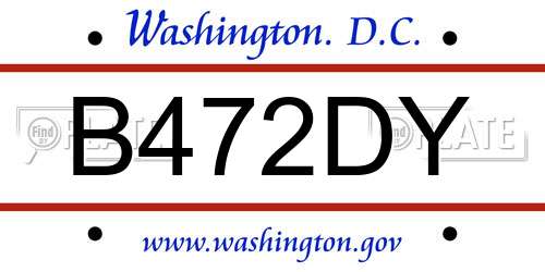 B472DY District Of Columbia License Plate