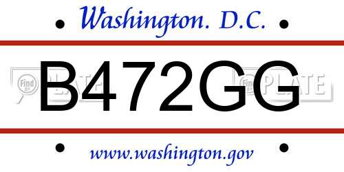 B472GG District Of Columbia License Plate