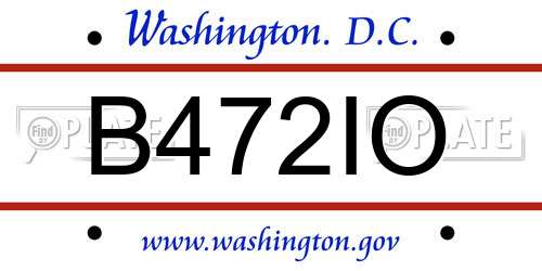 B472IO District Of Columbia License Plate