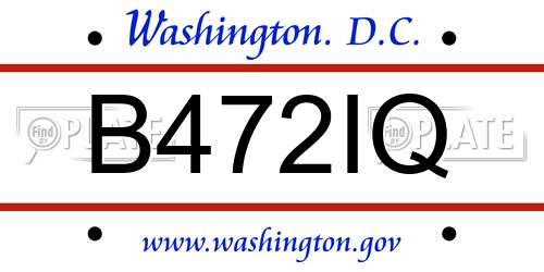 B472IQ District Of Columbia License Plate