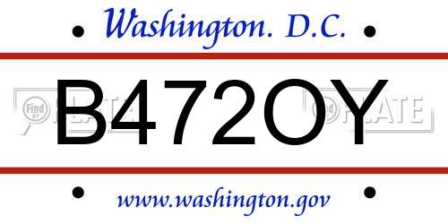 B472OY District Of Columbia License Plate