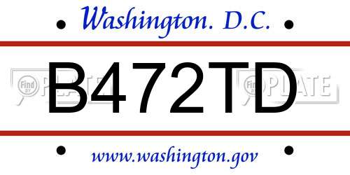 B472TD District Of Columbia License Plate