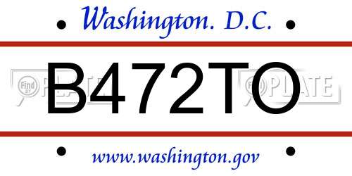 B472TO District Of Columbia License Plate