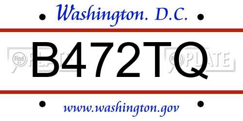 B472TQ District Of Columbia License Plate