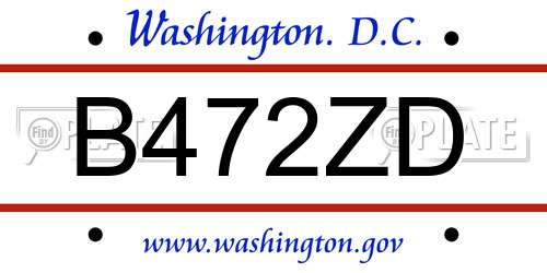 B472ZD District Of Columbia License Plate