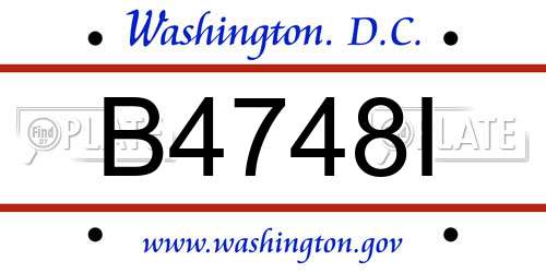 B4748I District Of Columbia License Plate