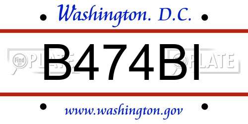 B474BI District Of Columbia License Plate