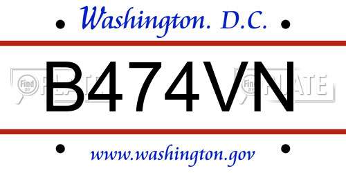 B474VN District Of Columbia License Plate