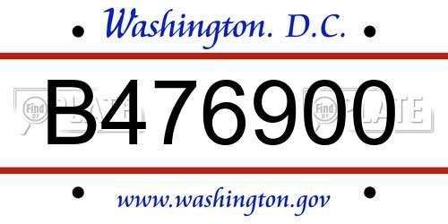 B476900 District Of Columbia License Plate