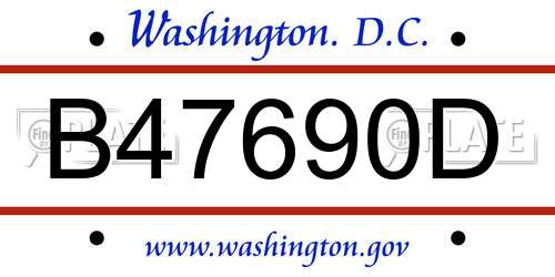 B47690D District Of Columbia License Plate