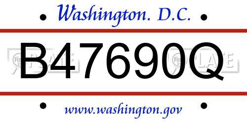 B47690Q District Of Columbia License Plate
