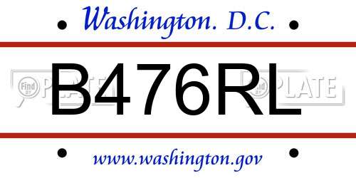 B476RL District Of Columbia License Plate