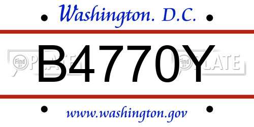 B4770Y District Of Columbia License Plate