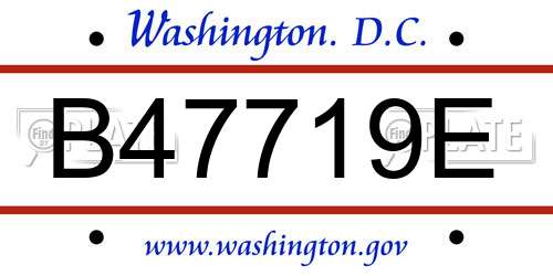 B47719E District Of Columbia License Plate