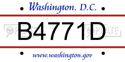 B4771D District Of Columbia License Plate