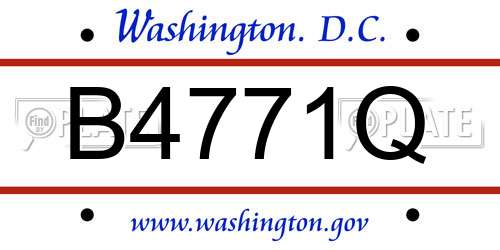 B4771Q District Of Columbia License Plate
