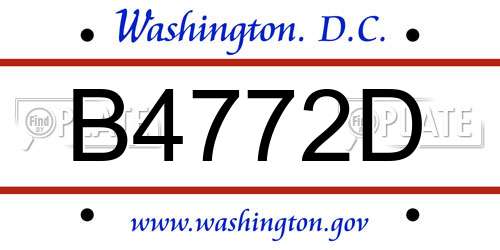 B4772D District Of Columbia License Plate