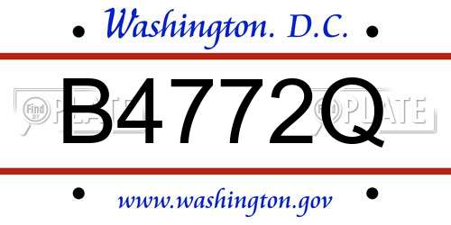 B4772Q District Of Columbia License Plate