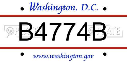 B4774B District Of Columbia License Plate
