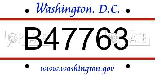 B47763 District Of Columbia License Plate