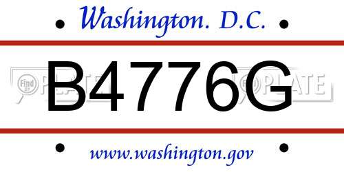 B4776G District Of Columbia License Plate