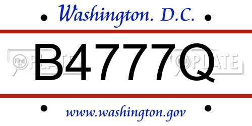 B4777Q District Of Columbia License Plate