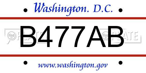 B477AB District Of Columbia License Plate