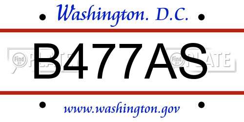 B477AS District Of Columbia License Plate