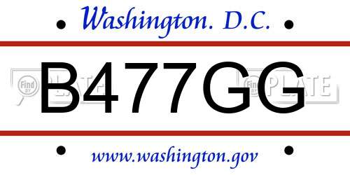 B477GG District Of Columbia License Plate