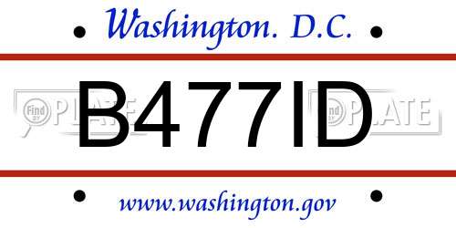 B477ID District Of Columbia License Plate