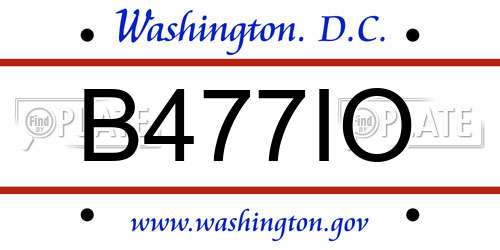 B477IO District Of Columbia License Plate