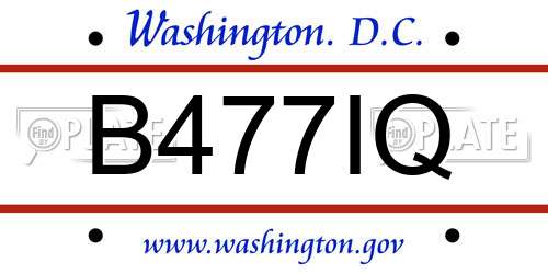 B477IQ District Of Columbia License Plate
