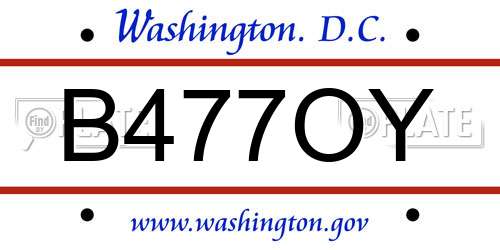 B477OY District Of Columbia License Plate