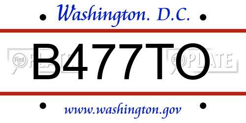 B477TO District Of Columbia License Plate