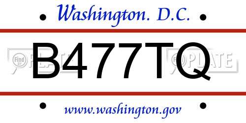 B477TQ District Of Columbia License Plate