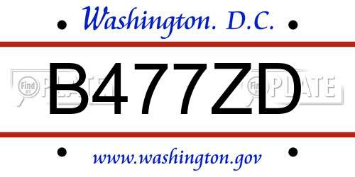 B477ZD District Of Columbia License Plate