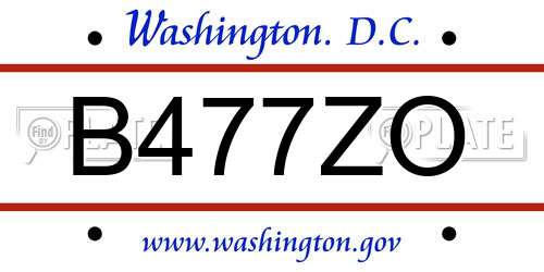 B477ZO District Of Columbia License Plate